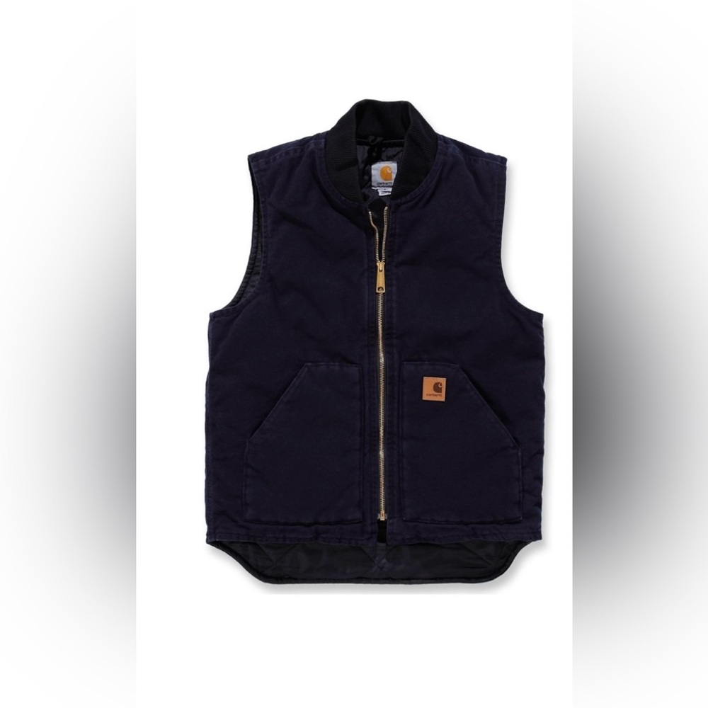 Carhartt Black Quilt Lined Duck Canvas Full Zip Vest Size XXL Classic Outdoor